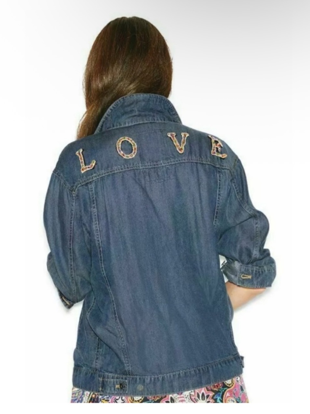 NWT Johnny Was LOVE Lightweight Denim Shirt Jacket Embellished Embroidered Boho